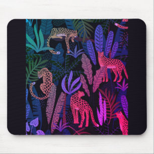 Mousepad met kleurrijke cheetahs in het oerwoud muismat