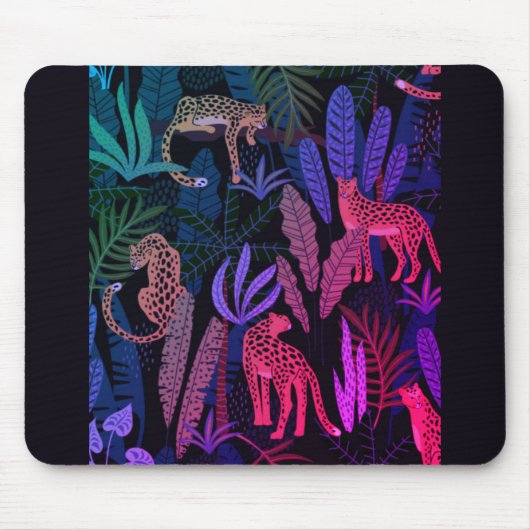 Mousepad met kleurrijke cheetahs in het oerwoud muismat (Voorkant)