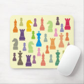 Mousepad met meerkleurige schaakstukken muismat (Met muis)