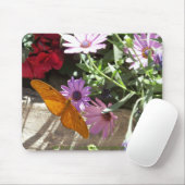 mousepad met oranje vlinder en bloemen muismat (Met muis)
