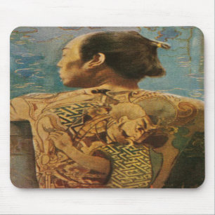 Mousepad met tatoeëerd Man uit Japan van 1920 Muismat