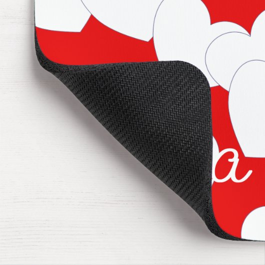 Mousepad met uw aangepaste naam, rood en wit muismat (Hoek)