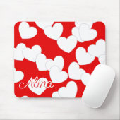 Mousepad met uw aangepaste naam, rood en wit muismat (Met muis)