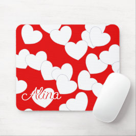 Mousepad met uw aangepaste naam, rood en wit muismat