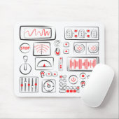 Mousepad met verschillende getrokken knopen, hefbo muismat (Met muis)