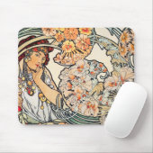 Mousepad: Mucha - Taal van Bloemen Muismat (Met muis)