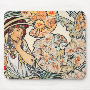 Mousepad: Mucha - Taal van Bloemen Muismat