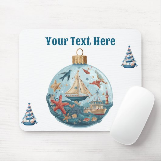 Mousepad Nautical Christmas Muismat (Met muis)