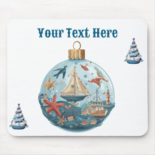 Mousepad Nautical Christmas Muismat (Voorkant)