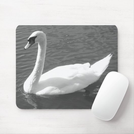 Mousepad of Mousemat - Zwaan in zwart-wit Muismat (Met muis)