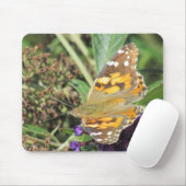 Mousepad - Oranje vlinder op Paarse ventilator Muismat (Met muis)