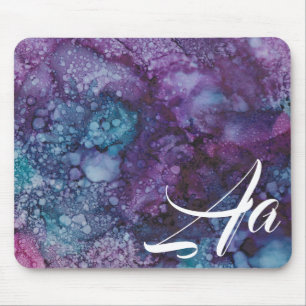 Mousepad "Paars-Blue Alcohol Ink Painting" Muismat