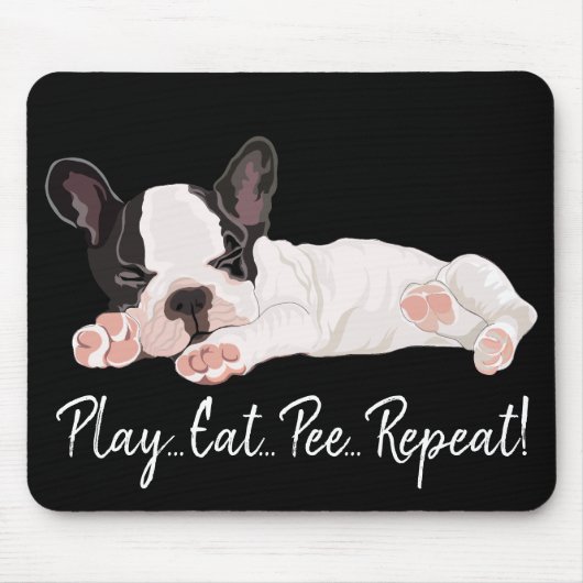 Mousepad Play Eat Pee Repat/Furry Puppy Muismat (Voorkant)