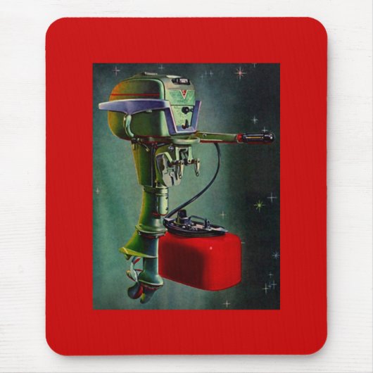 Mousepad Retro Outboard Motor & Red Metal Gas Tank Muismat (Voorkant)