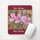 Mousepad - Roze bloemen met tekst Muismat (Met muis)