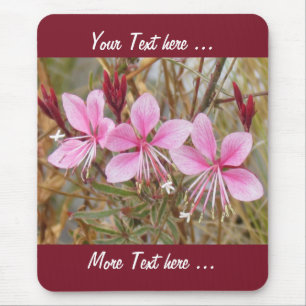 Mousepad - Roze bloemen met tekst Muismat