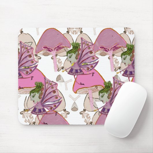 Mousepad roze paddenstoel feeën ontwerp muismat (Met muis)