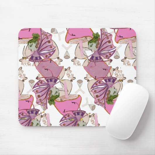 Mousepad roze paddenstoel feeën ontwerp muismat (Met muis)