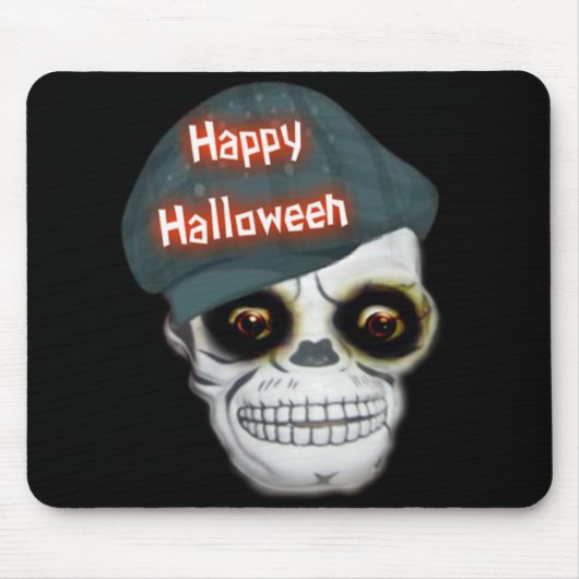 Mousepad Skeleton Head Happy Halloween Muismat (Voorkant)