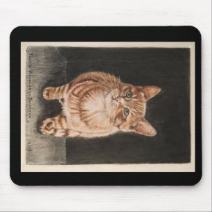 Mousepad tabby cat, warme geeltjes, schattige hand muismat