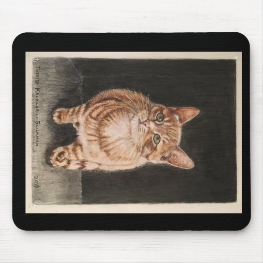 Mousepad tabby cat, warme geeltjes, schattige hand muismat (Voorkant)
