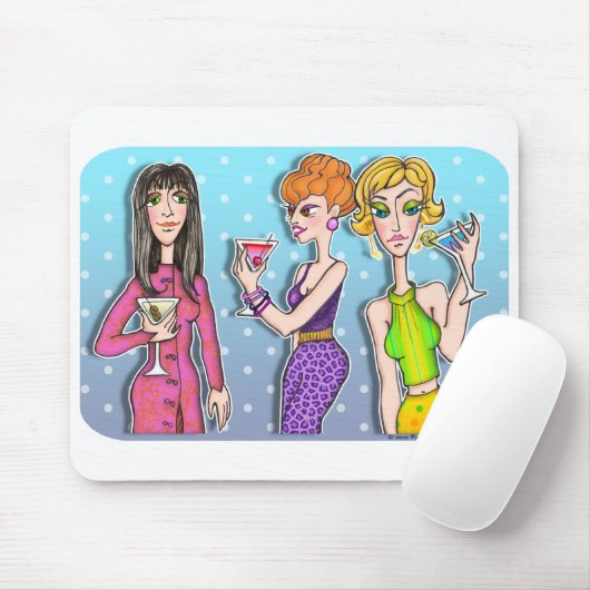 Mousepad - Three Martini Divas Muismat (Met muis)