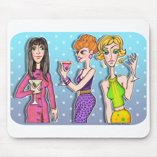 Mousepad - Three Martini Divas Muismat (Voorkant)