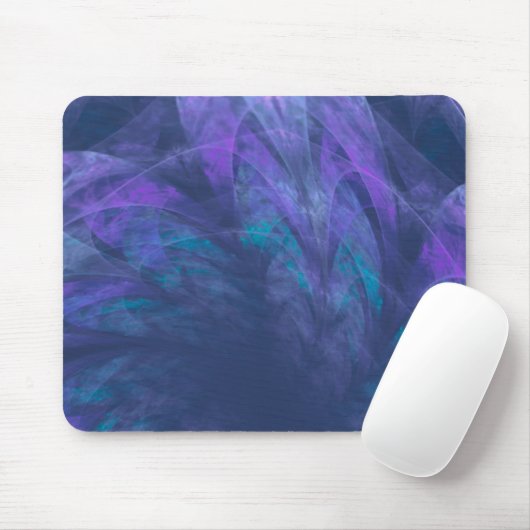 Mousepad transparante blauwe bloemblaadjes fractal muismat (Met muis)