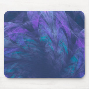 Mousepad transparante blauwe bloemblaadjes fractal muismat