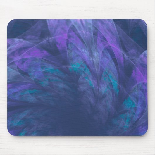 Mousepad transparante blauwe bloemblaadjes fractal muismat (Voorkant)