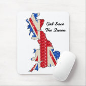 Mousepad UK Flag God Save the Queen Muismat (Met muis)