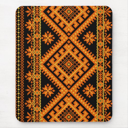 Mousepad Ukraine Cross Stitch Oranje Muismat (Voorkant)
