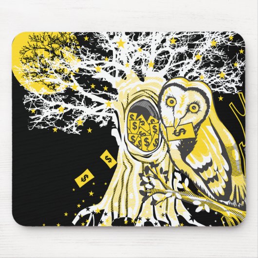 Mousepad – Urban Tree Owl & Wealth Surreal Pop-Art Muismat (Voorkant)
