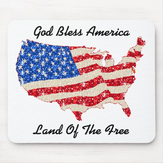 Mousepad USA Flag God Bless America Muismat (Voorkant)