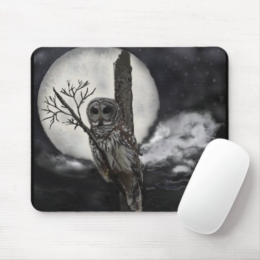 Mousepad van Bard Owl in Night Sky Muismat (Met muis)