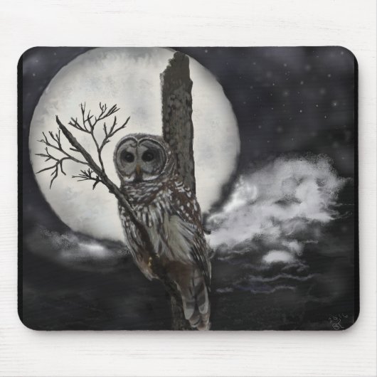 Mousepad van Bard Owl in Night Sky Muismat (Voorkant)
