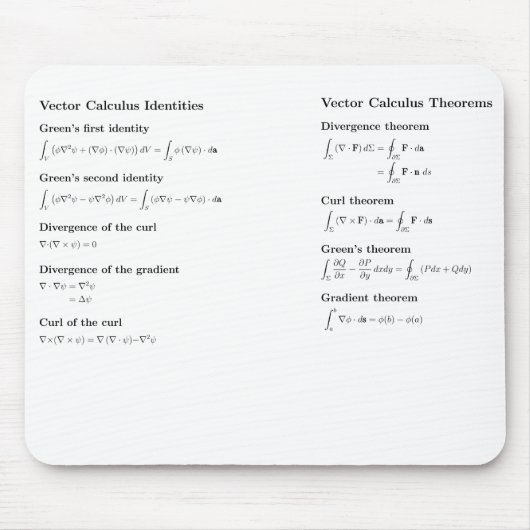 Mousepad: vectorcalculus muismat (Voorkant)
