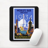 Mousepad Vintage Travel Chicago 1934 Muismat (Met muis)