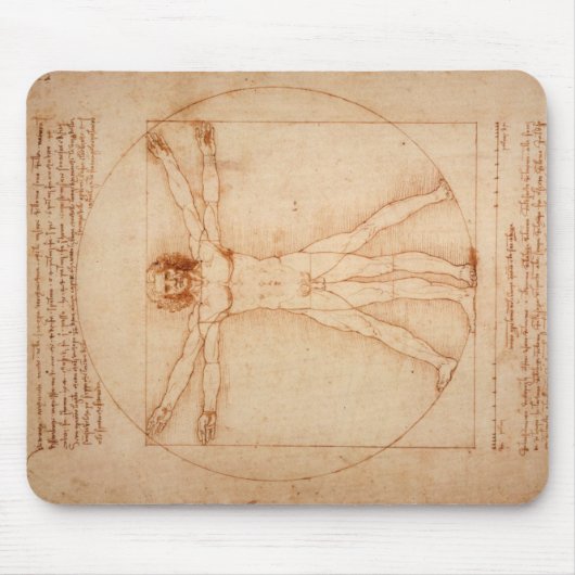 Mousepad Vitruvian Man van Leonardo da Vinci Muismat (Voorkant)