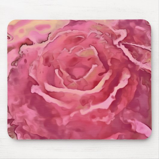 Mousepad Waterverf Roos rood en roze tinten Muismat (Voorkant)