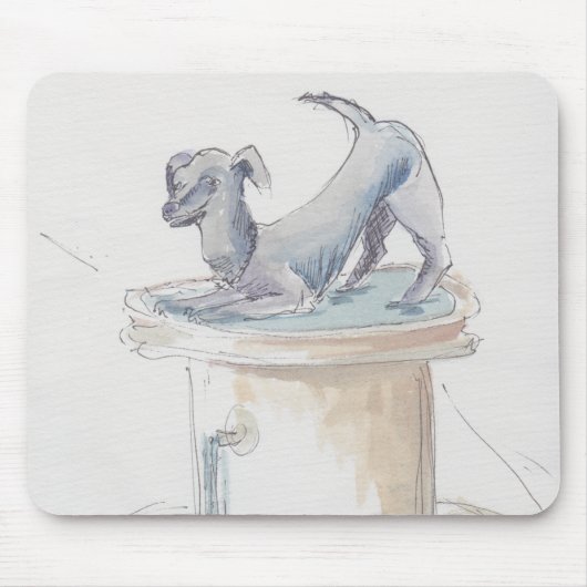 Mousepad Waterverf Sketch "Dog Fountain London" Muismat (Voorkant)
