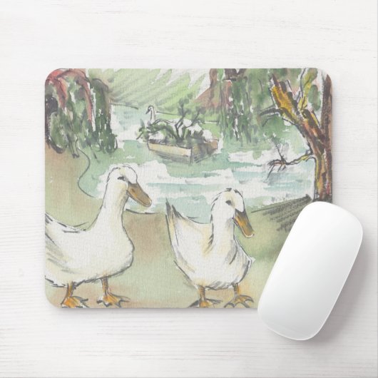 Mousepad Waterverf Sketch "Ducks/Paris" Muismat (Met muis)