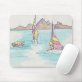 Mousepad Waterverf Sketch "Fiji Water Boats" Muismat (Met muis)