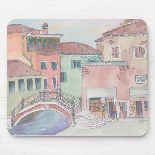 Mousepad Waterverf Sketch "Shopping/Italy" Muismat (Voorkant)