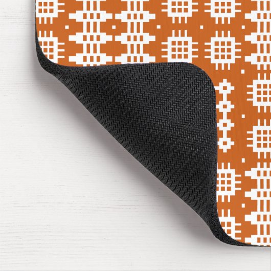 Mousepad: Welsh Tapestry Pattern, Brick Red, White Muismat (Hoek)