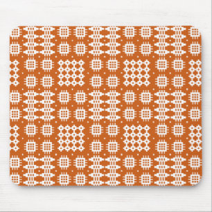 Mousepad: Welsh Tapestry Pattern, Brick Red, White Muismat
