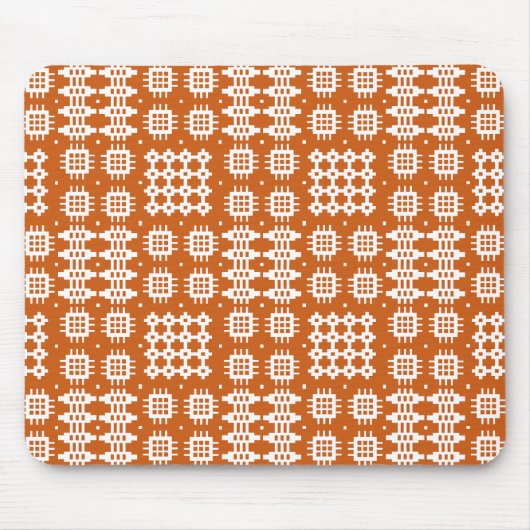 Mousepad: Welsh Tapestry Pattern, Brick Red, White Muismat (Voorkant)