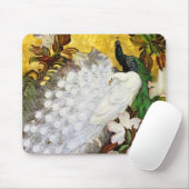 Mousepad: witte en blauwe pauwen muismat (Met muis)