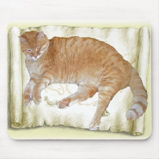 Mousepad Yellow Tiger Cat Muismat (Voorkant)