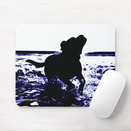 Mousepad zwart lab in water muismat (Met muis)